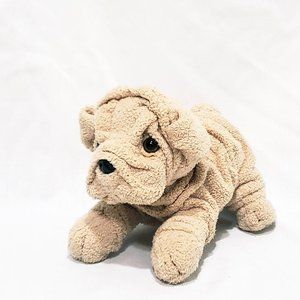 Bulldog Wrinkly Dog Puppy Tan Plush Stuffed Animal 4" Chinese Shar-Pei